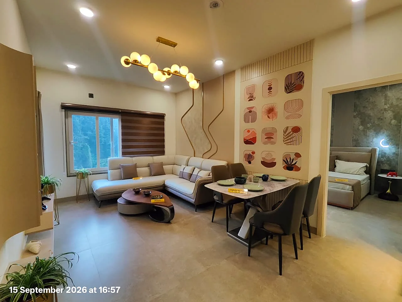 Tara Devi's Enclave Shimla sample flat living room and dining area
